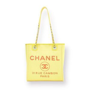 Chanel Deauville Bag Yellow & Orange Canvas Tote